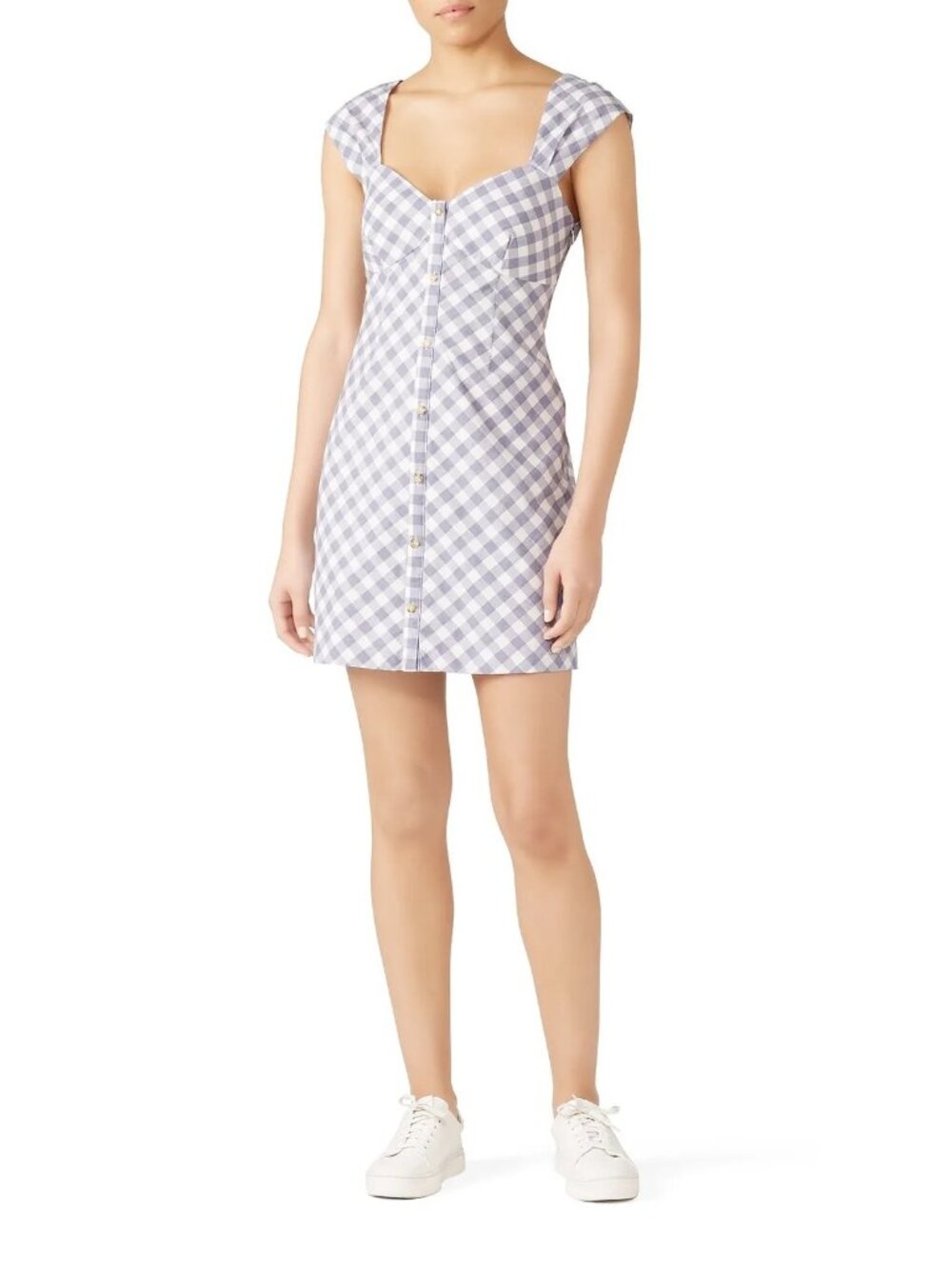 Saylor Hadleigh Purple White Gingham Cap Sleeve Dress Women's Size X-Large XL - Picture 2 of 9